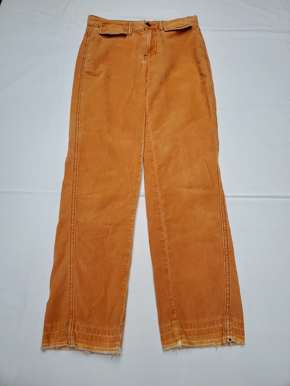Free People We The Free Orange Corduroy Pants 25 | Boho Wide Leg Raw Hem Vintage